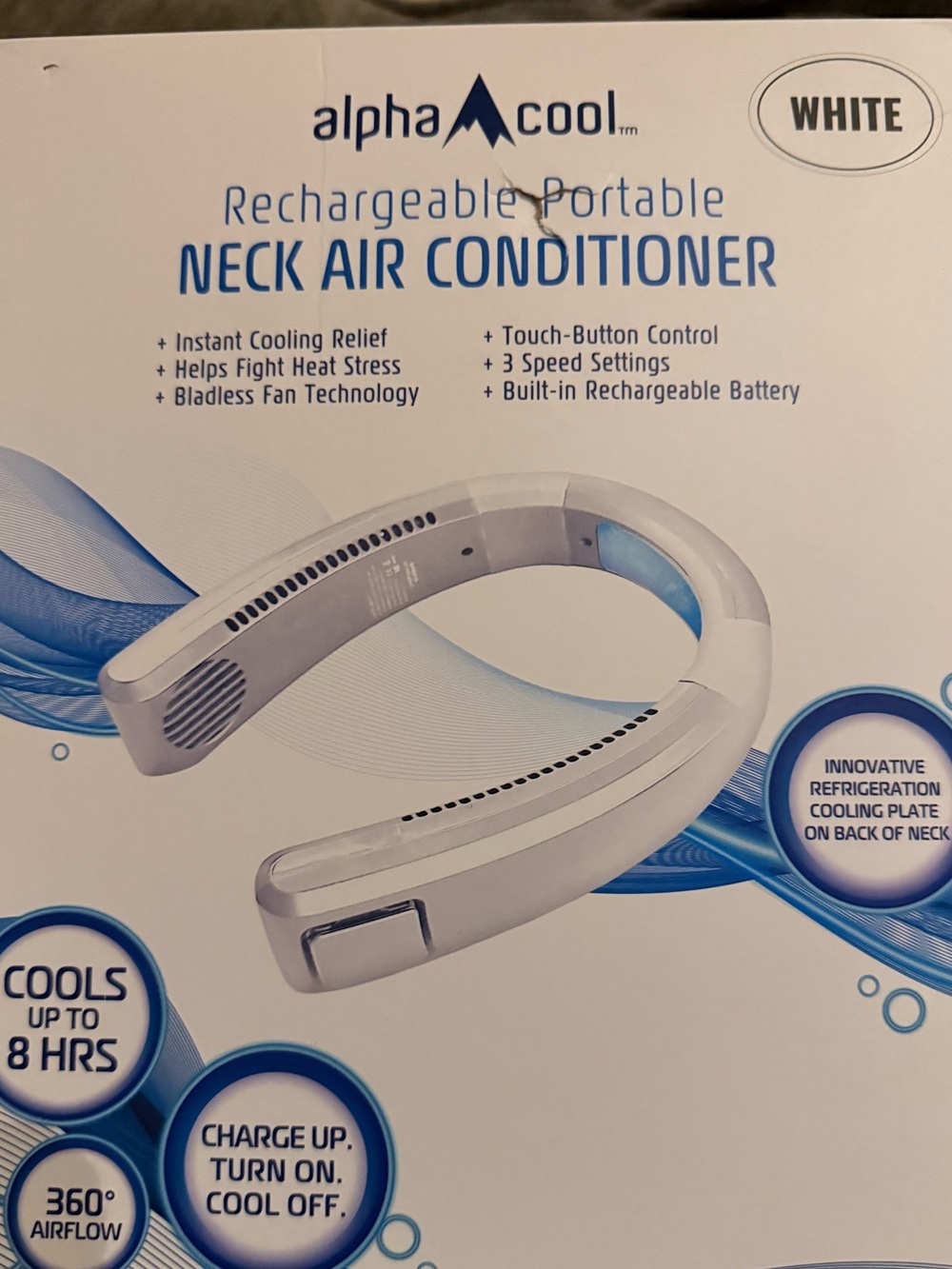 White Rechargeable Portable Neck Air Conditioner